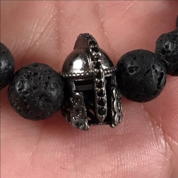 Black lava rock black rodhium cz gladiator helmet - Picture 3 of 8